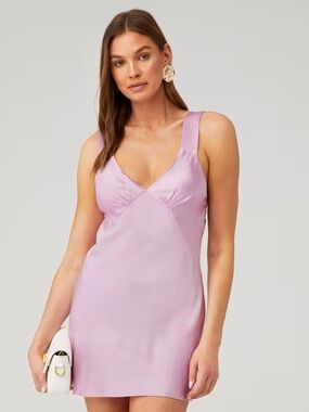 Shona Joy Satin Mini Dress - Lavender Pink